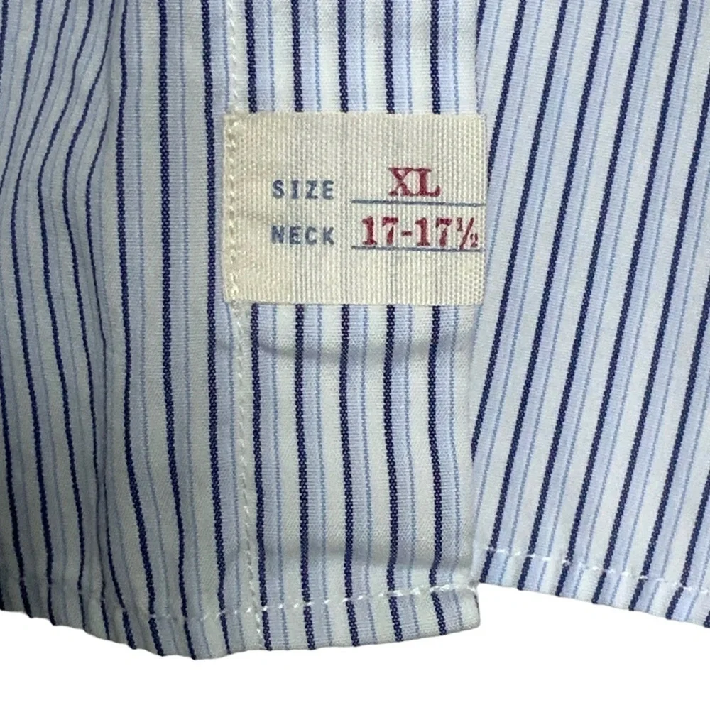 J. Crew Mens Shirt Long Sleeve Button Up Dressy Casual Preppy Pinstripe Blue XL